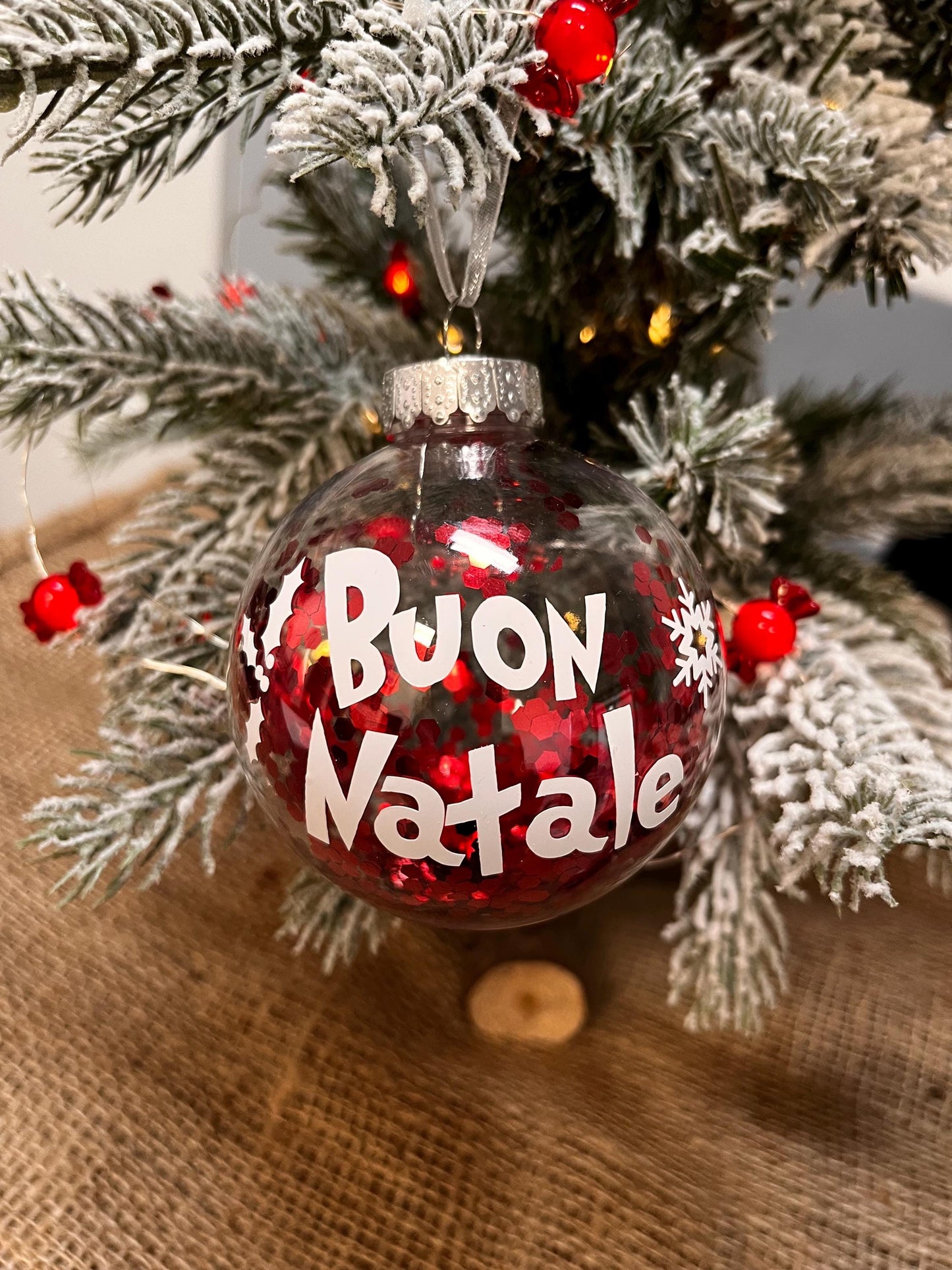 Pallina di Natale personalizzata in plastica  con Glitter Decorazioni e Vinile