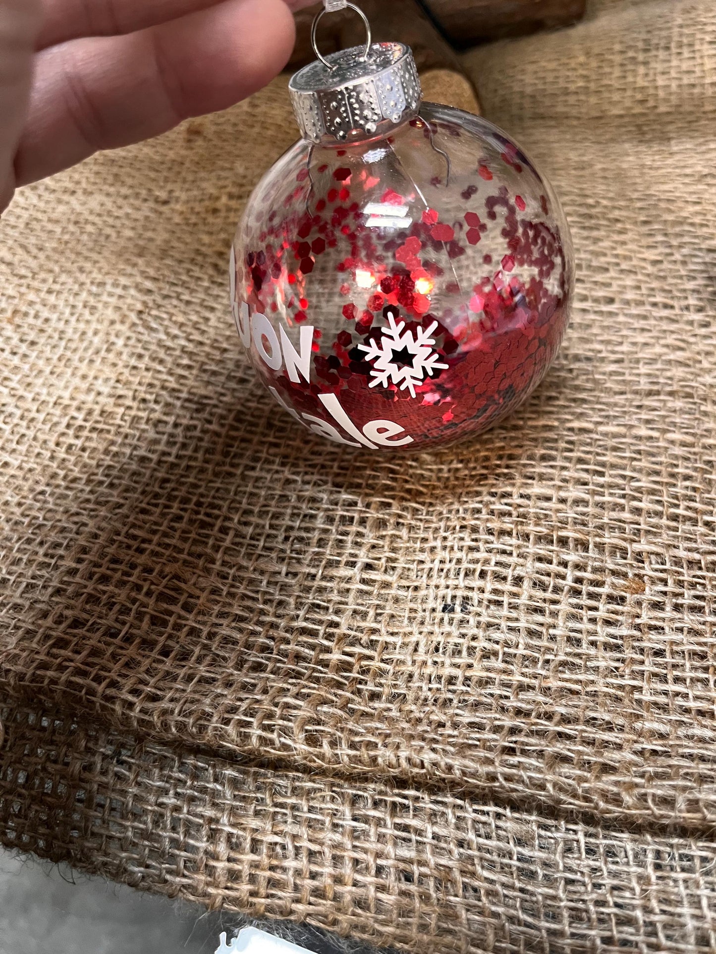 Pallina di Natale personalizzata in plastica  con Glitter Decorazioni e Vinile