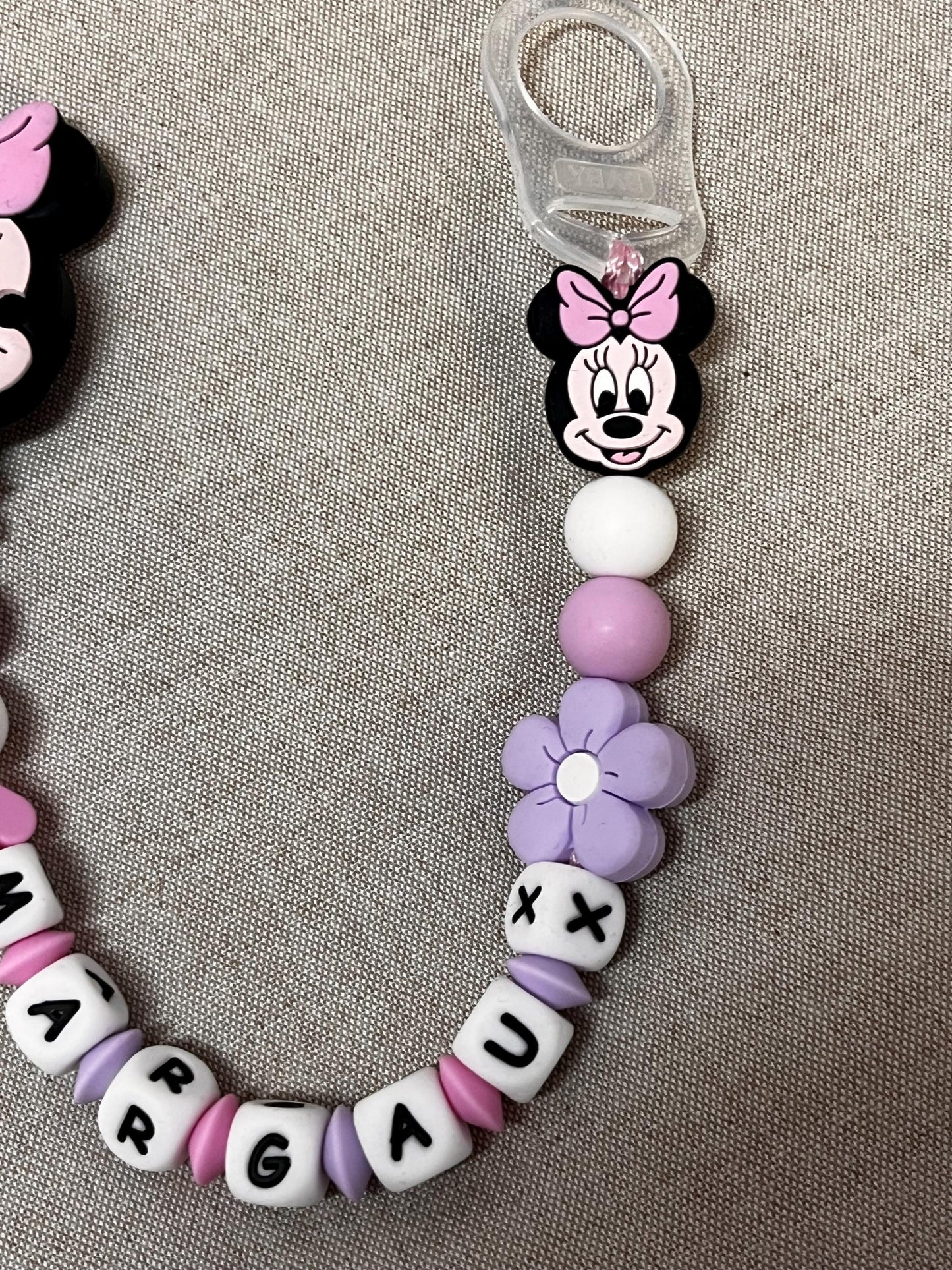 Catenella Portaciuccio Viso di  Minnie personalizzata con Nome