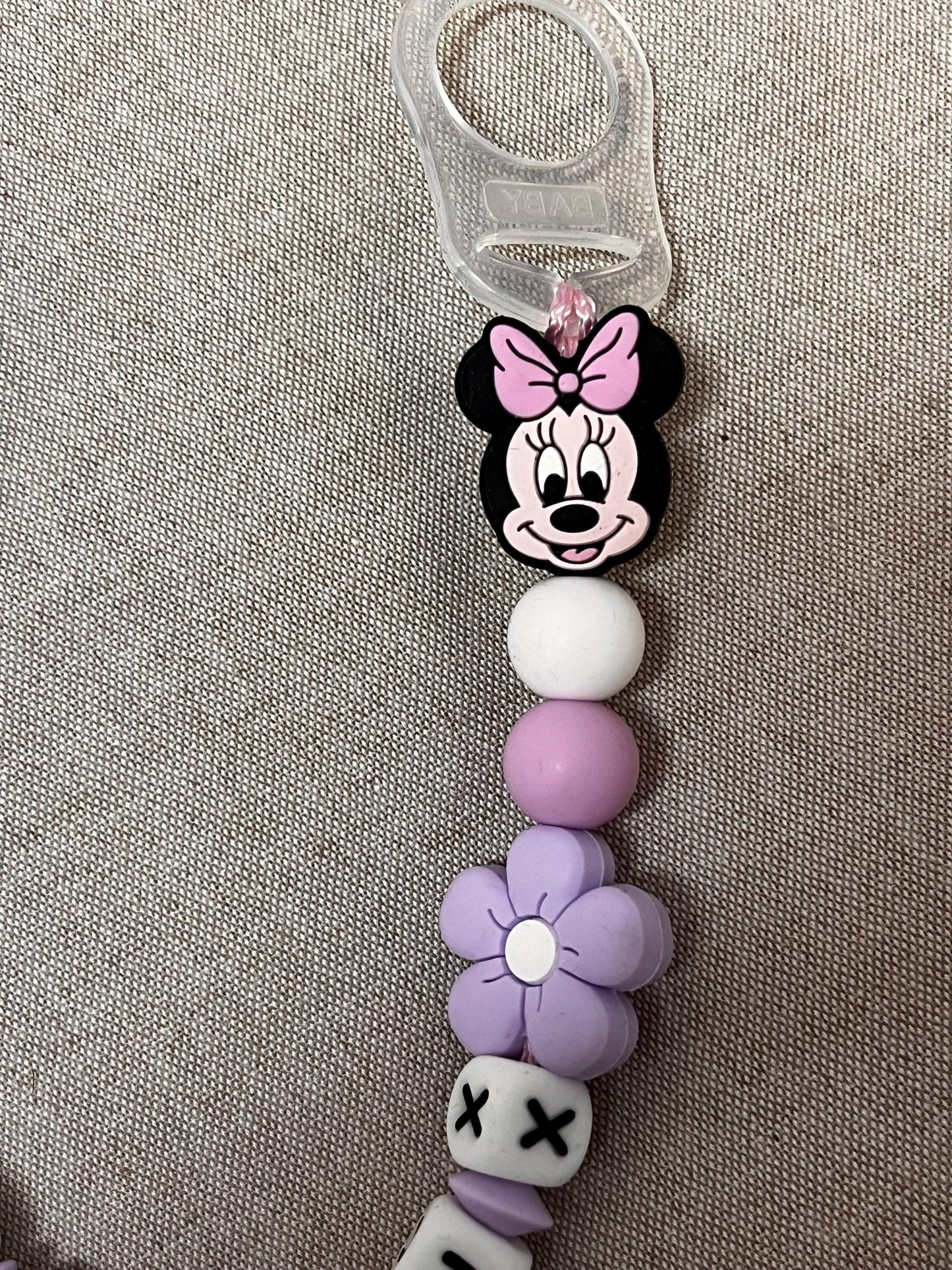 Catenella Portaciuccio Viso di  Minnie personalizzata con Nome