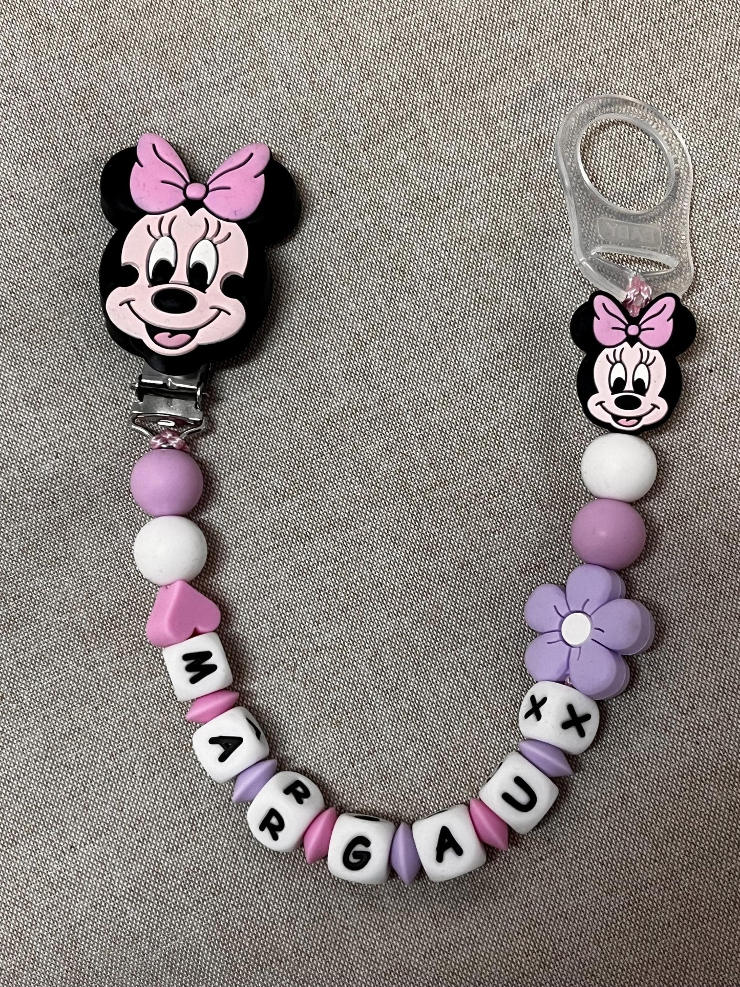 Catenella Portaciuccio Viso di  Minnie personalizzata con Nome