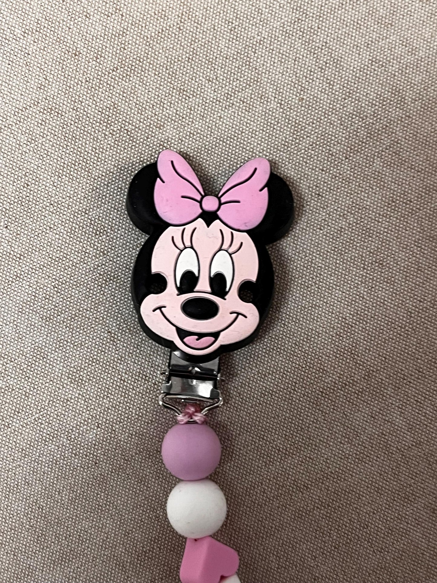 Catenella Portaciuccio Viso di  Minnie personalizzata con Nome