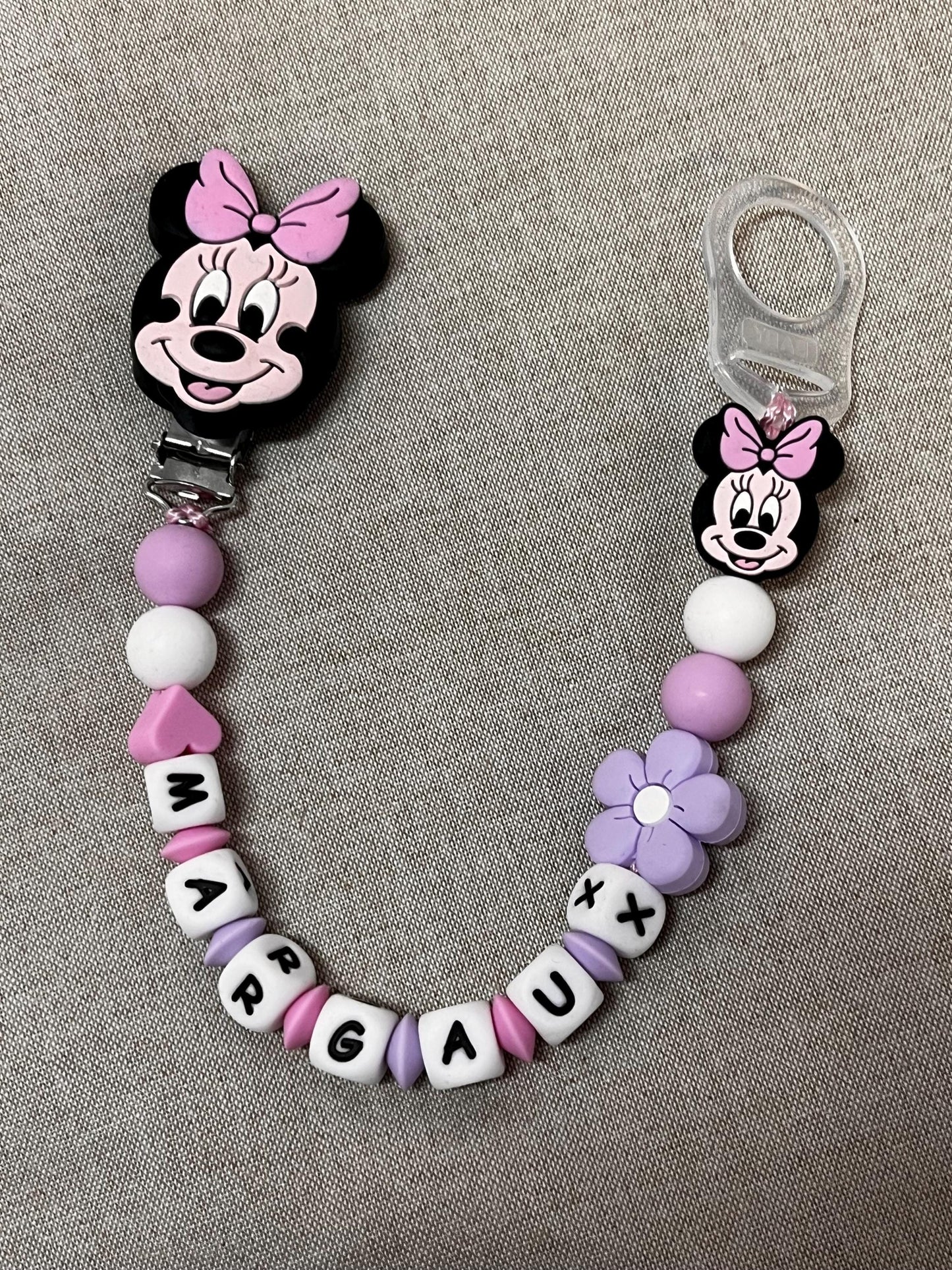 Catenella Portaciuccio Viso di  Minnie personalizzata con Nome