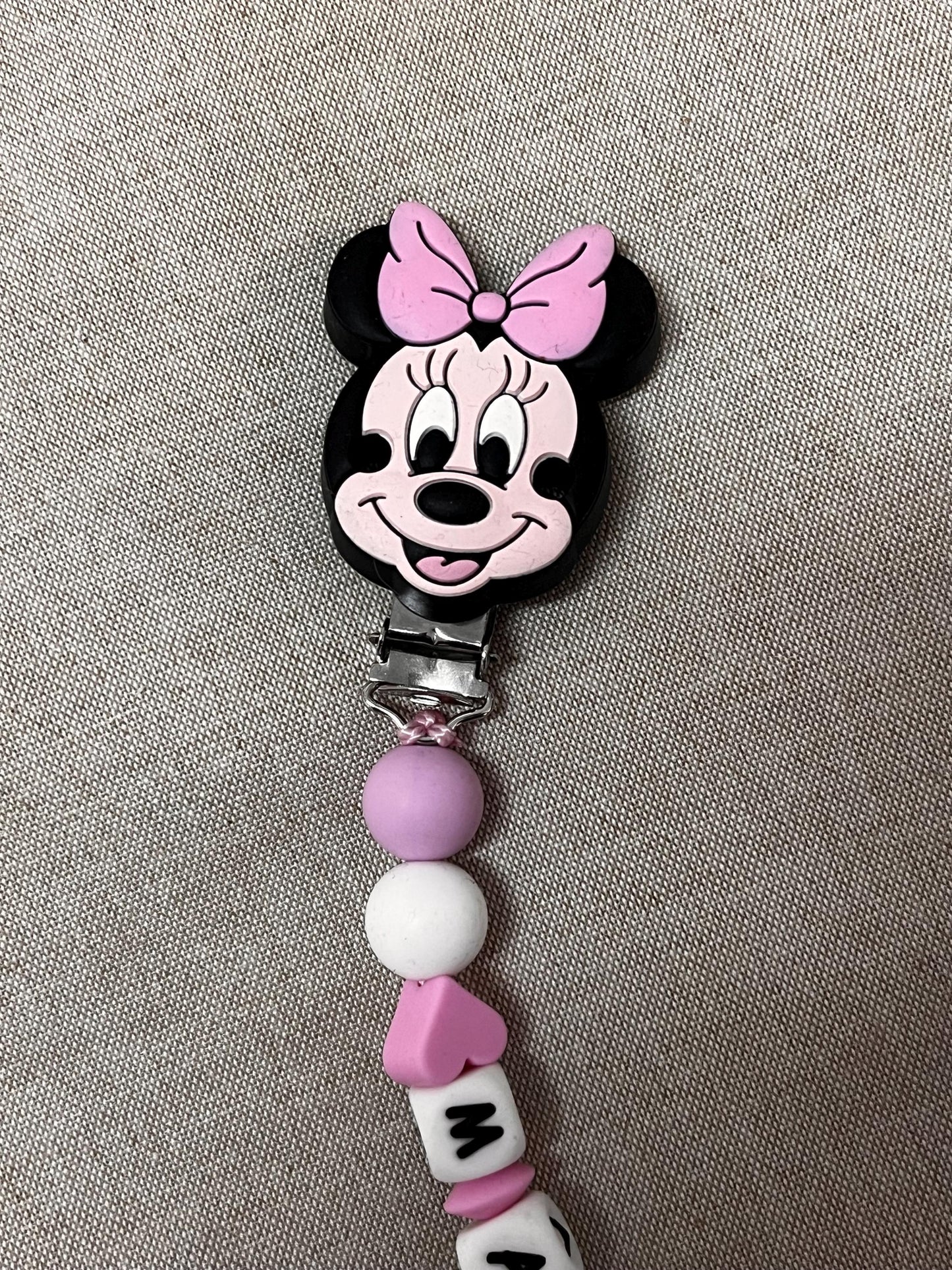 Catenella Portaciuccio Viso di  Minnie personalizzata con Nome