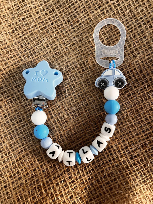 Catenella Portaciuccio con  Stella I Love Mum e macchina -personalizzata con Nome