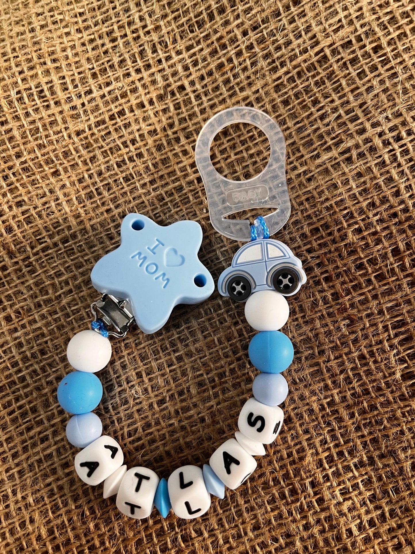 Catenella Portaciuccio con  Stella I Love Mum e macchina -personalizzata con Nome