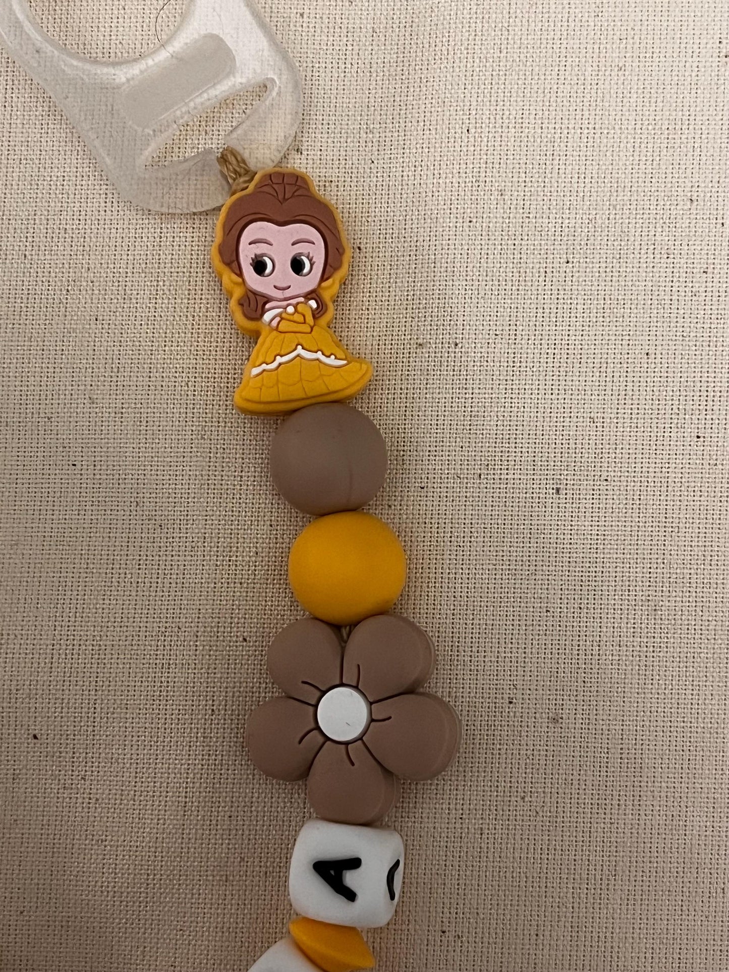 Catenella Portaciuccio con Belle - La bella e la Bestia-personalizzata con Nome
