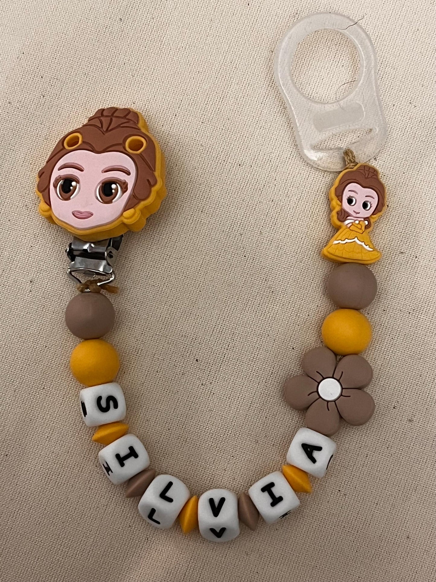 Catenella Portaciuccio con Belle - La bella e la Bestia-personalizzata con Nome