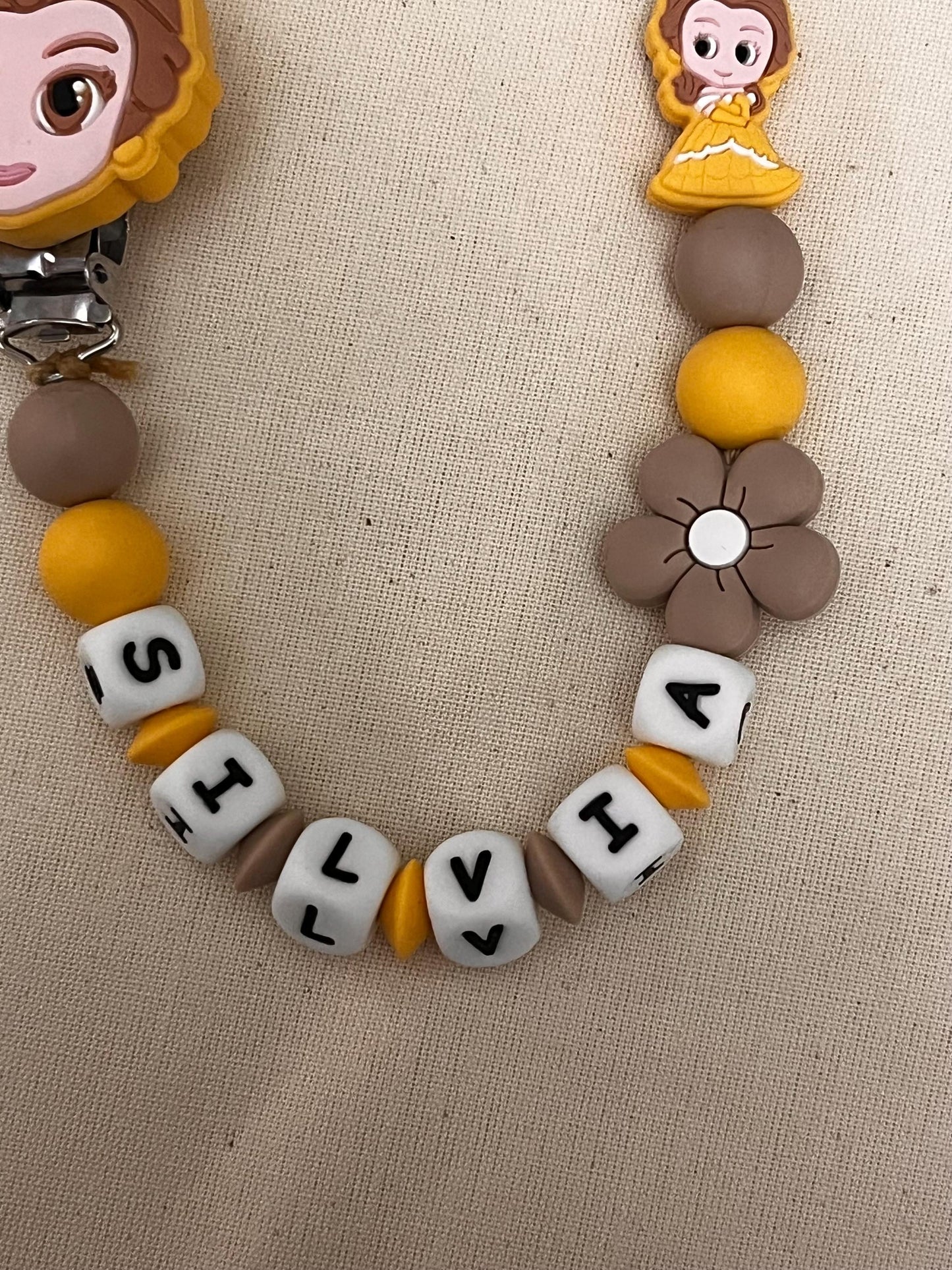 Catenella Portaciuccio con Belle - La bella e la Bestia-personalizzata con Nome