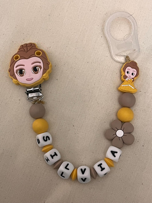Catenella Portaciuccio con Belle - La bella e la Bestia-personalizzata con Nome