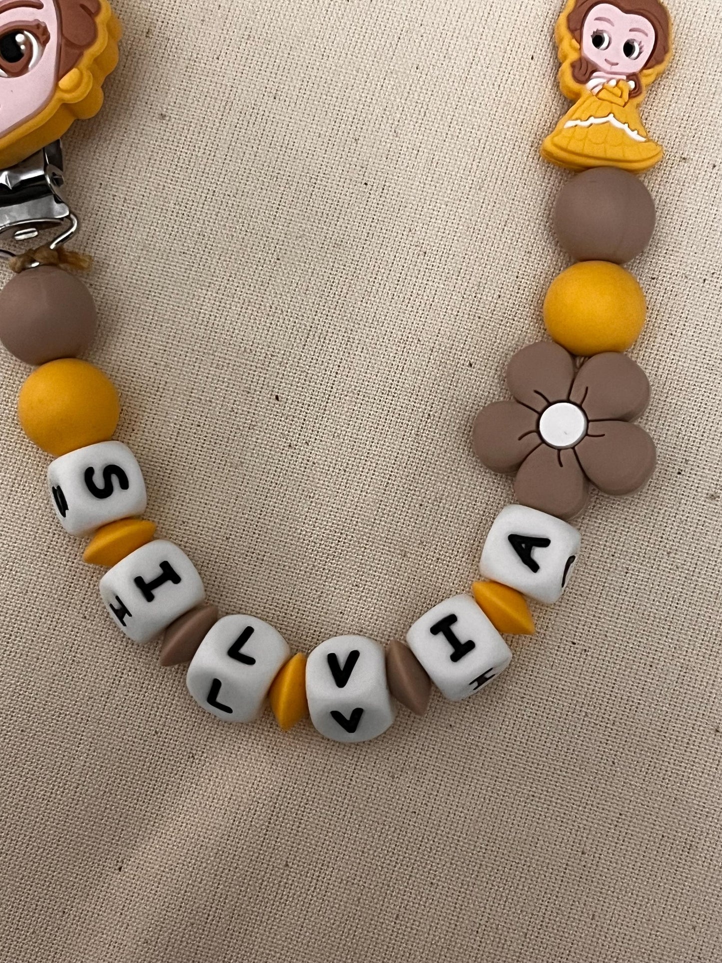 Catenella Portaciuccio con Belle - La bella e la Bestia-personalizzata con Nome
